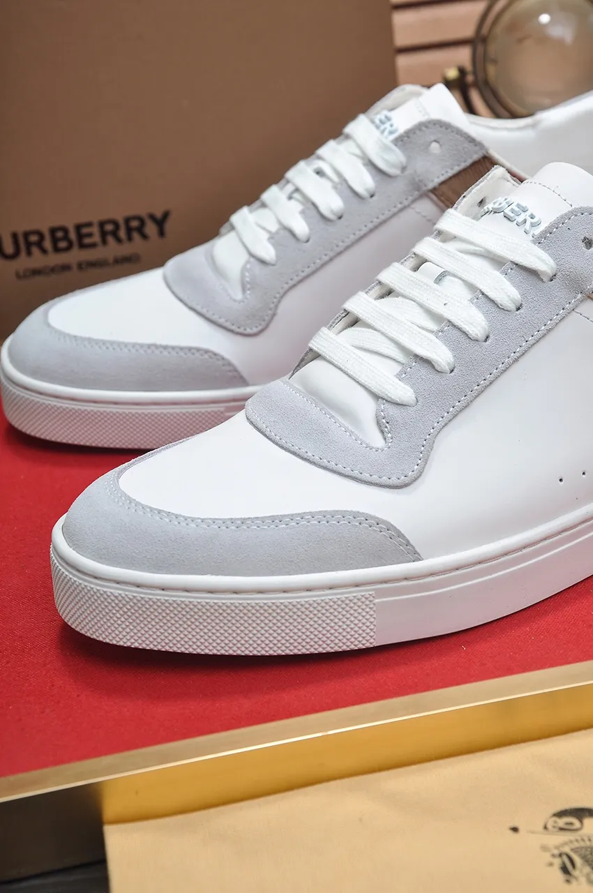 Men's shoes💰480💶[Burberry] (cowhide lining) classic low-top sneakers｜Imported cowhide with classic plaid fabric｜Cow leather lining｜Original outsole｜Fine workmanship and comfortable to wear Size: 38-44 (customized at 45)